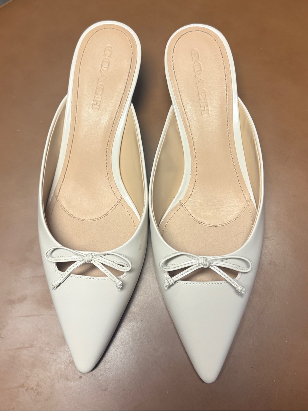 COACH Leather Kitten Heel Mules
